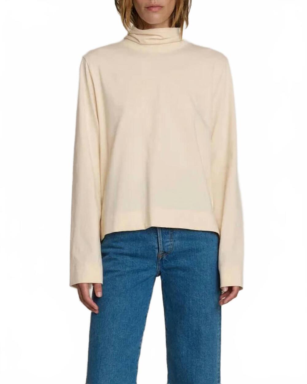 NEW NATION LTD neo mock neck t-shirt in parchment